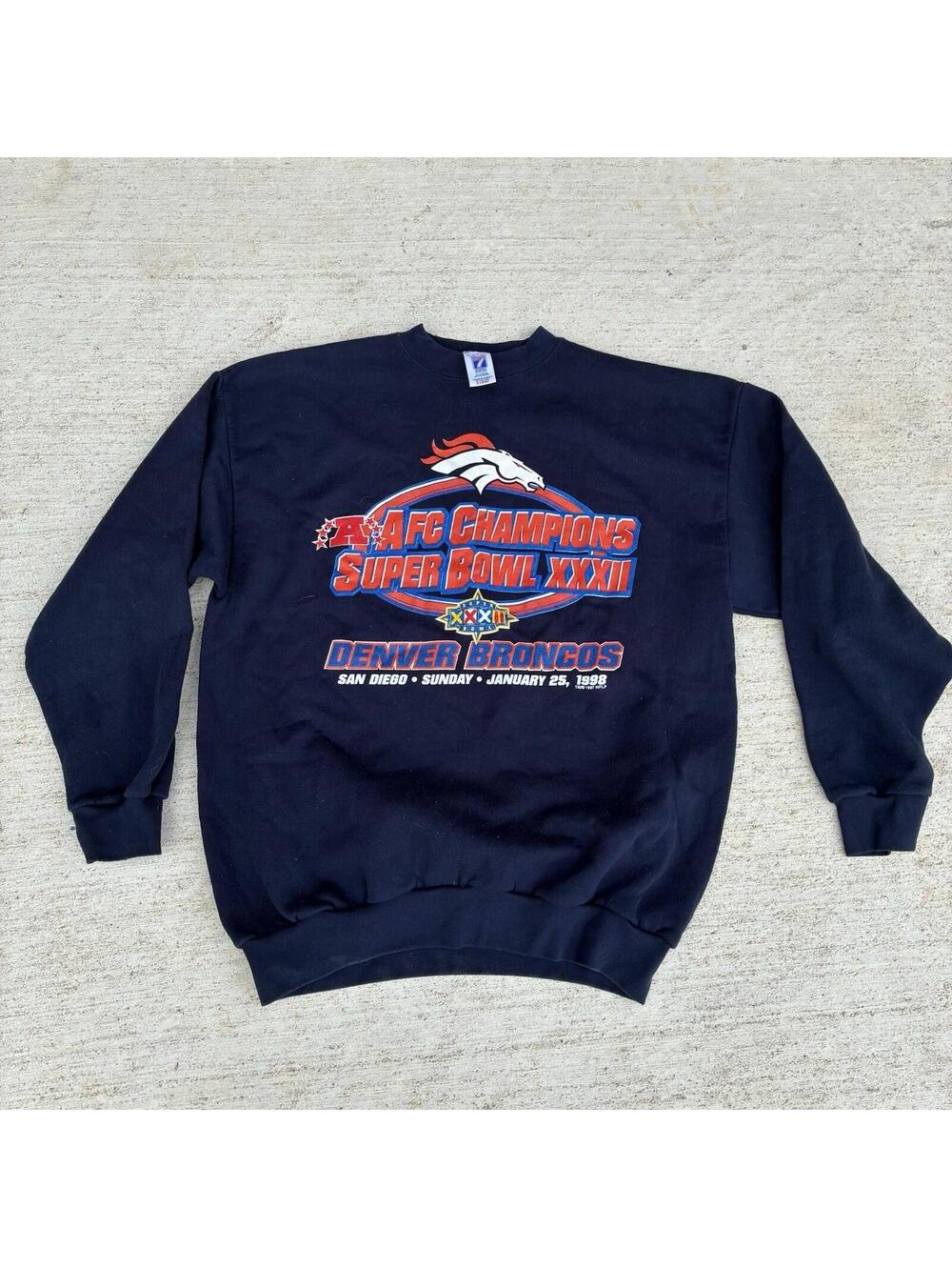 Vintage Denver Broncos 1998 AFC Champion 90s NFL Crewneck Sweatshirt Logo 7 XL